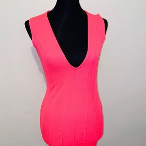 Pretty Little Thing Pink Ribbed Bodycon Dress NWT